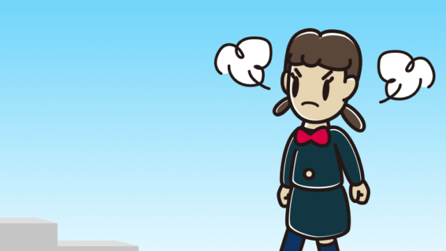 怒りながら階段を上る女子中学生のイラスト【色、背景あり】PNG