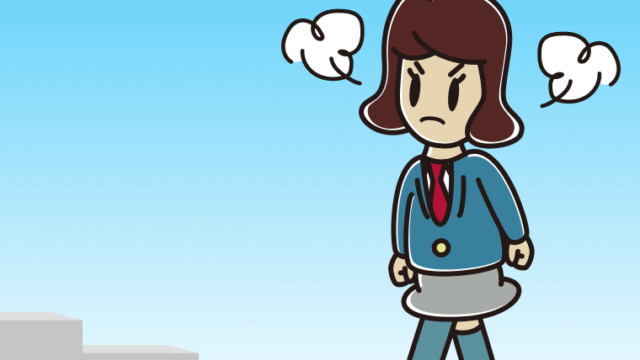 怒りながら階段を上る女子高校生のイラスト【色、背景あり】PNG