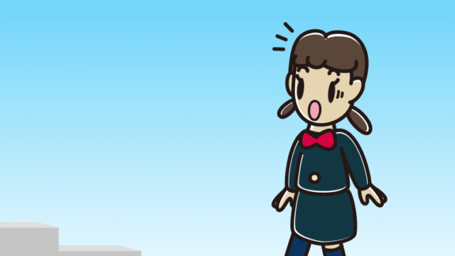 階段を上って驚く女子中学生のイラスト【色、背景あり】PNG