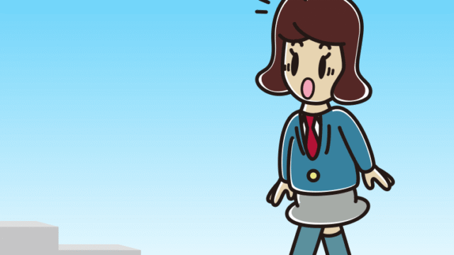 階段を上って驚く女子高校生のイラスト【色、背景あり】PNG