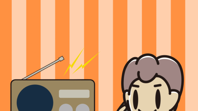 ラジオを聴きながらスマホで電話する男子中学生のイラスト【色、背景あり】PNG