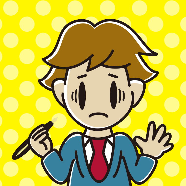 万年筆を持って困る男子高校生のイラスト【色、背景あり】PNG