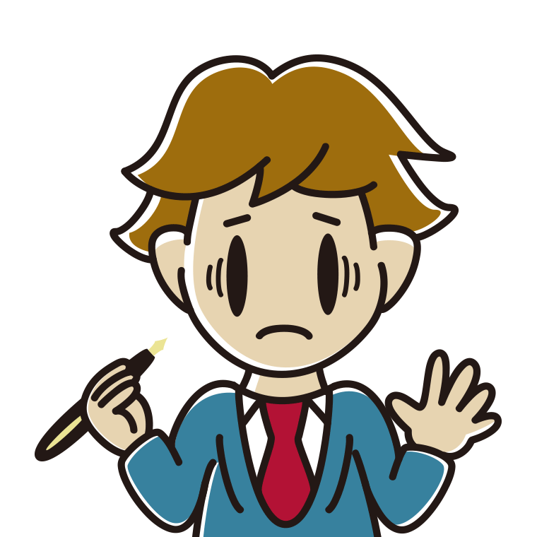 万年筆を持って困る男子高校生のイラスト【色あり、背景なし】透過PNG