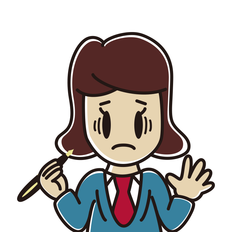 万年筆を持って困る女子高校生のイラスト【色あり、背景なし】透過PNG