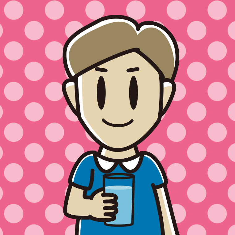 お水を飲む男性のイラスト【色、背景あり】PNG