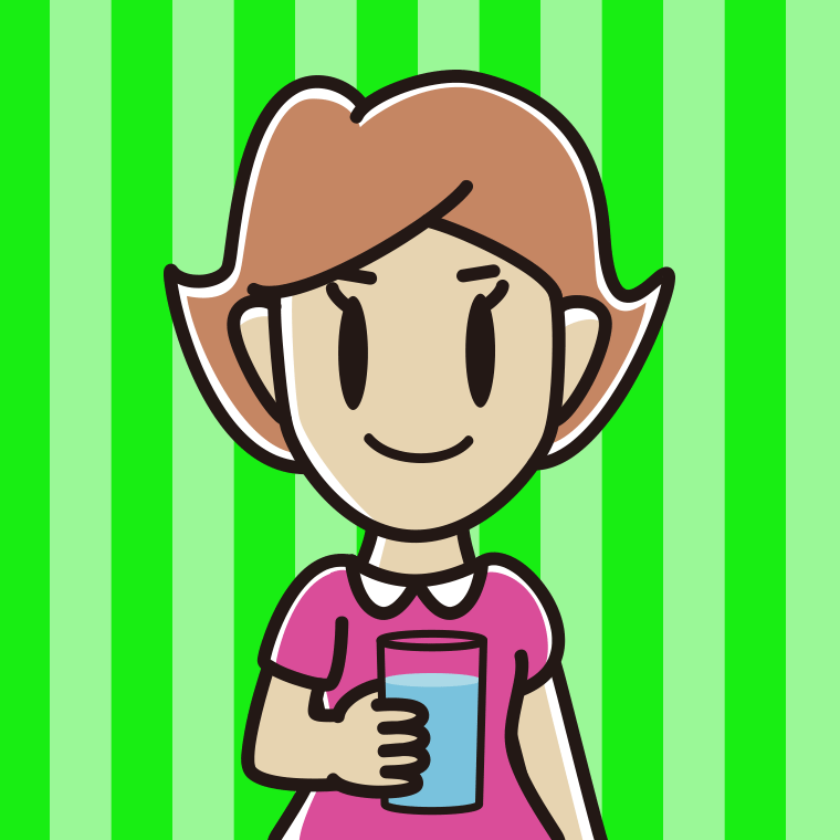 お水を飲む女性のイラスト【色、背景あり】PNG