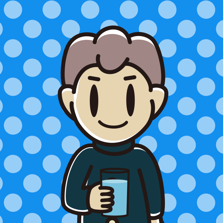 お水を飲む男子中学生のイラスト【色、背景あり】PNG