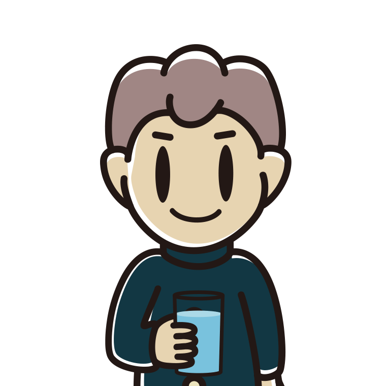 お水を飲む男子中学生のイラスト【色あり、背景なし】透過PNG