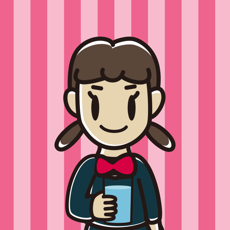 お水を飲む女子中学生のイラスト【色、背景あり】PNG