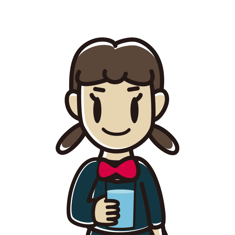 お水を飲む女子中学生のイラスト【色あり、背景なし】透過PNG
