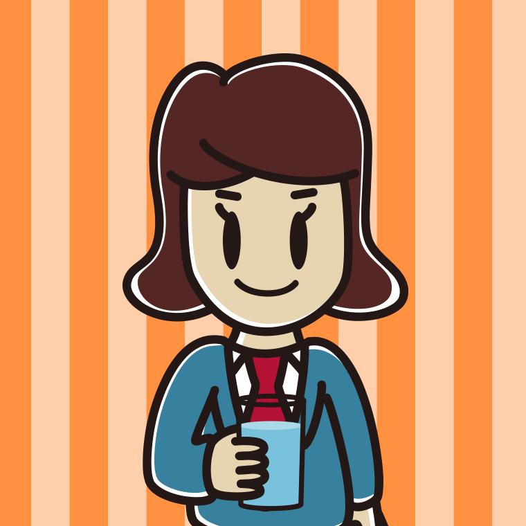 お水を飲む女子高校生のイラスト【色、背景あり】PNG