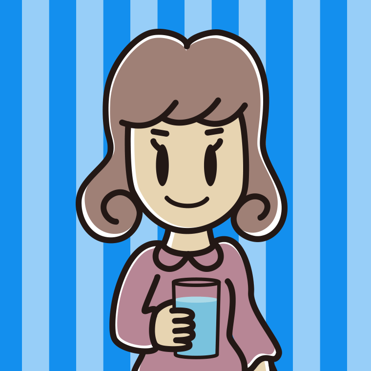 お水を飲む女子大学生のイラスト【色、背景あり】PNG