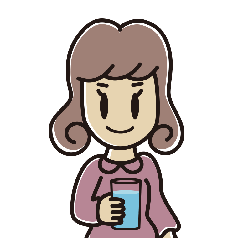 お水を飲む女子大学生のイラスト【色あり、背景なし】透過PNG