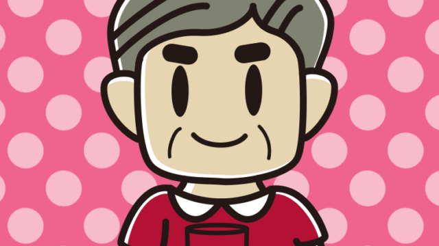 お水を飲むおじさんのイラスト【色、背景あり】PNG