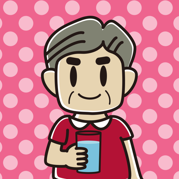 お水を飲むおじさんのイラスト【色、背景あり】PNG