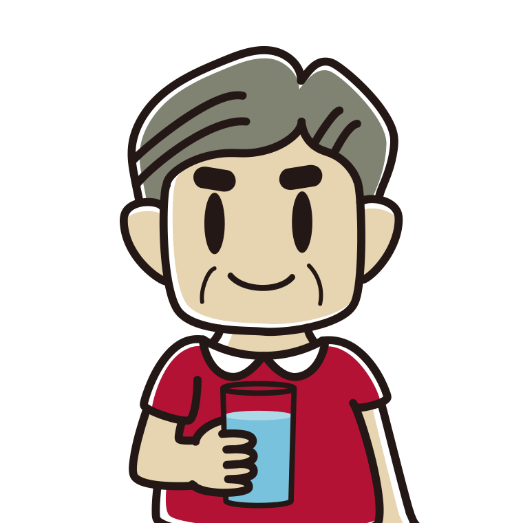 お水を飲むおじさんのイラスト【色あり、背景なし】透過PNG