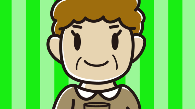 お水を飲むおばさんのイラスト【色、背景あり】PNG