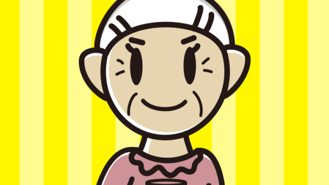 お水を飲むおばあさんのイラスト【色、背景あり】PNG
