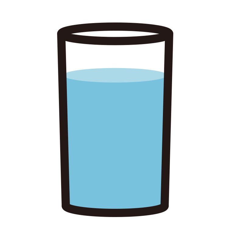 コップに入ったお水のイラスト【色あり、背景なし】透過PNG