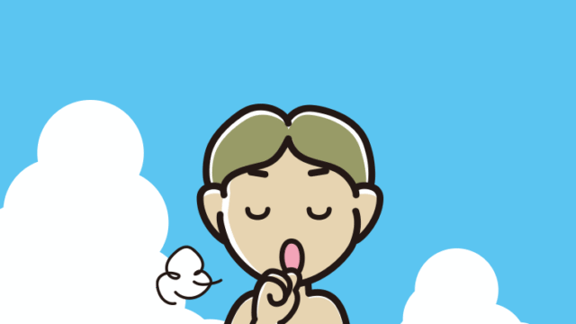 海に入って咳払いする小学生男子のイラスト【色、背景あり】PNG