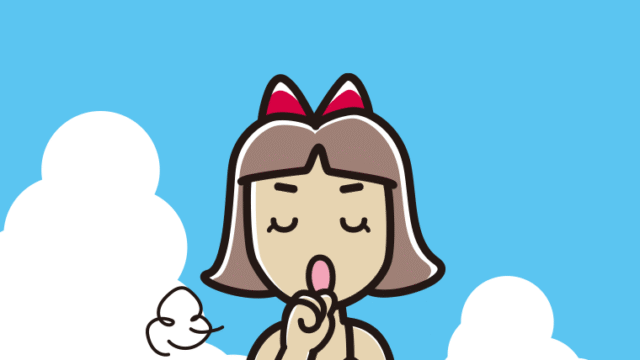 海に入って咳払いする小学生女子のイラスト【色、背景あり】PNG