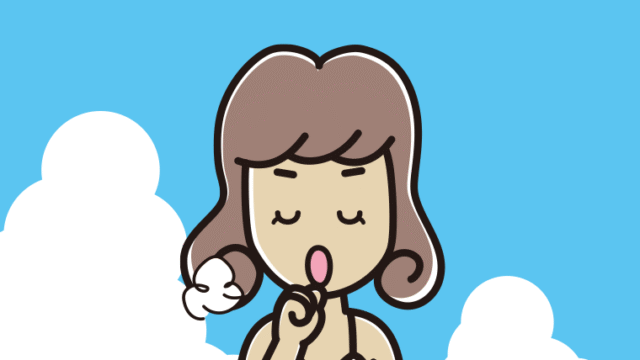 海に入って咳払いする女子大学生のイラスト【色、背景あり】PNG