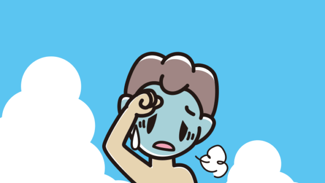 海に入って具合が悪い男子中学生のイラスト【色、背景あり】PNG