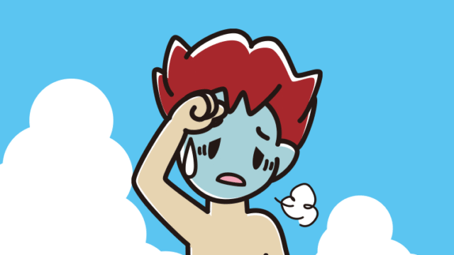 海に入って具合が悪い男子大学生のイラスト【色、背景あり】PNG