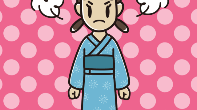 怒る浴衣姿の女子中学生のイラスト【色、背景あり】PNG
