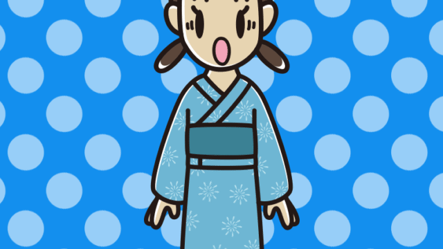 驚く浴衣姿の女子中学生のイラスト【色、背景あり】PNG