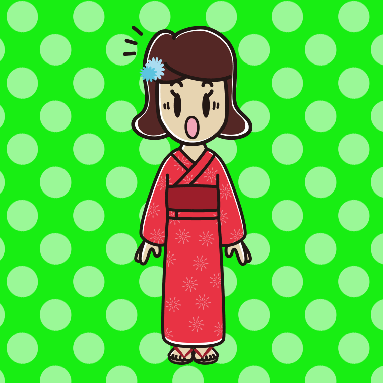 驚く浴衣姿の女子高校生のイラスト【色、背景あり】PNG
