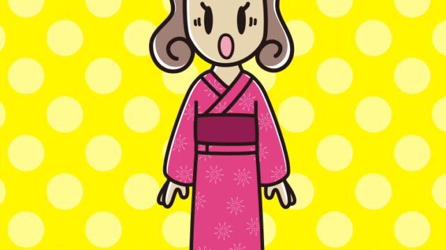 驚く浴衣姿の女子大学生のイラスト【色、背景あり】PNG