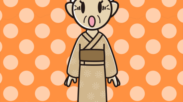 驚く浴衣姿のおばあさんのイラスト【色、背景あり】PNG