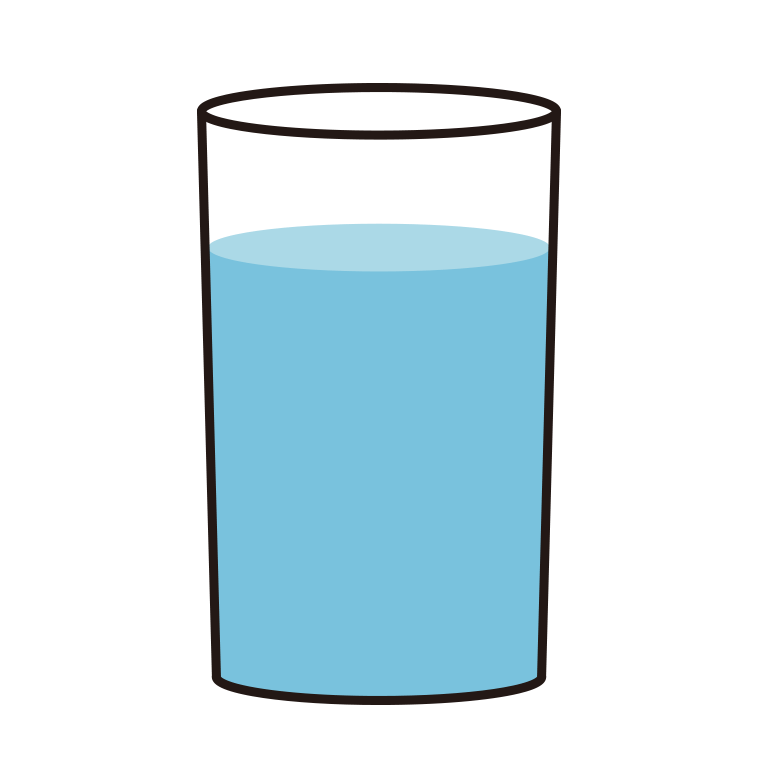 コップに入ったお水のイラスト【色あり、背景なし】透過PNG