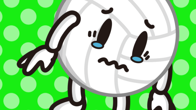 泣くバレーボールちゃんのイラスト【色、背景あり】PNG