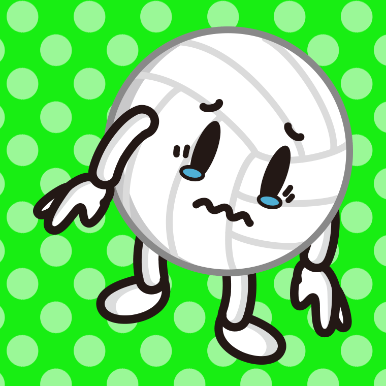 泣くバレーボールちゃんのイラスト【色、背景あり】PNG