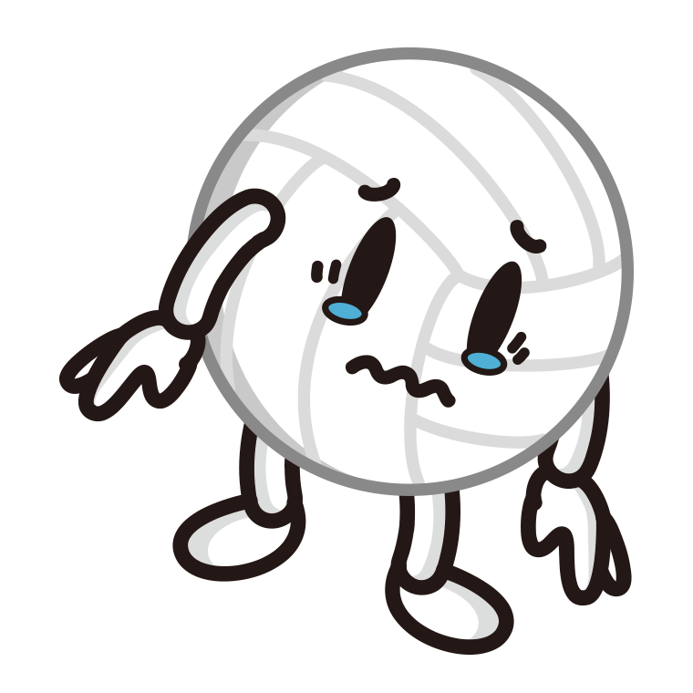 泣くバレーボールちゃんのイラスト【色あり、背景なし】透過PNG