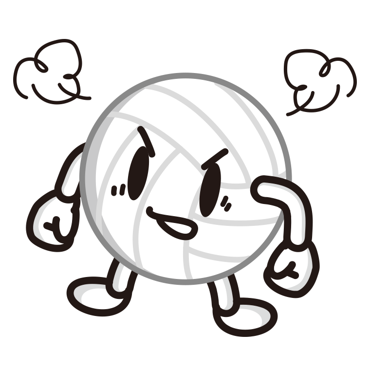 怒るバレーボールちゃんのイラスト【色あり、背景なし】透過PNG