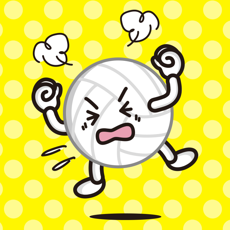 カンカンに怒るバレーボールちゃんのイラスト【色、背景あり】PNG