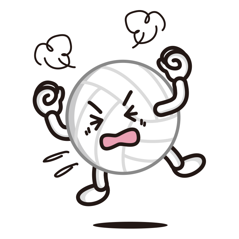 カンカンに怒るバレーボールちゃんのイラスト【色あり、背景なし】透過PNG