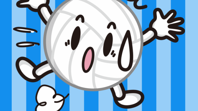 驚くバレーボールちゃんのイラスト【色、背景あり】PNG
