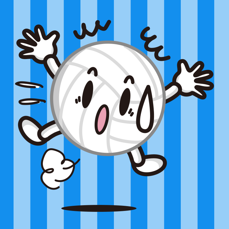 驚くバレーボールちゃんのイラスト【色、背景あり】PNG