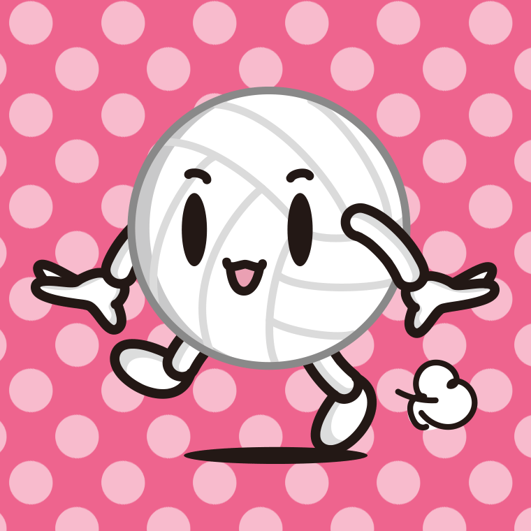 歩くバレーボールちゃんのイラスト【色、背景あり】PNG