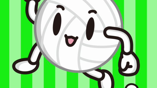 走るバレーボールちゃんのイラスト【色、背景あり】PNG