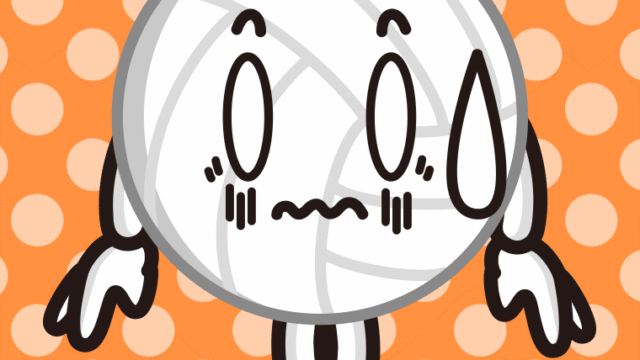 ショックを受けるバレーボールちゃんのイラスト【色、背景あり】PNG