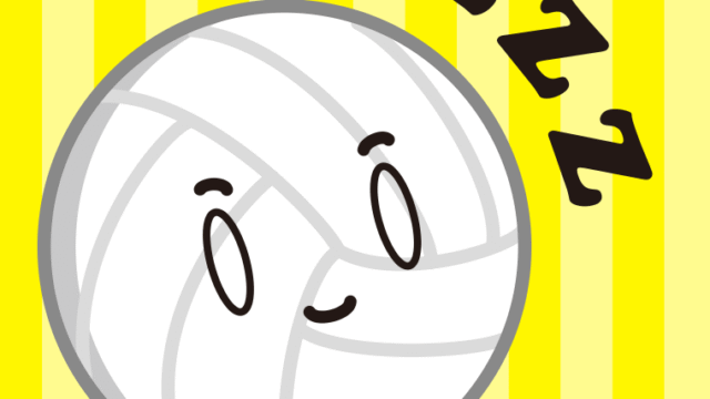 眠るバレーボールちゃんのイラスト【色、背景あり】PNG