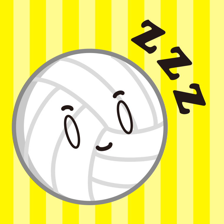 眠るバレーボールちゃんのイラスト【色、背景あり】PNG