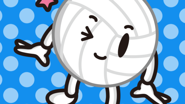 ウインクするバレーボールちゃんのイラスト【色、背景あり】PNG