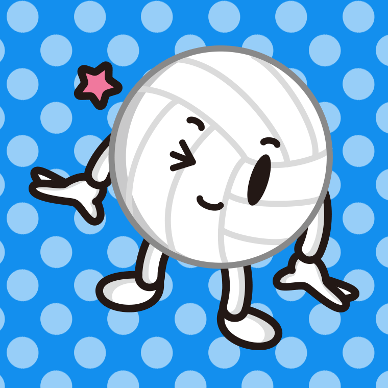 ウインクするバレーボールちゃんのイラスト【色、背景あり】PNG