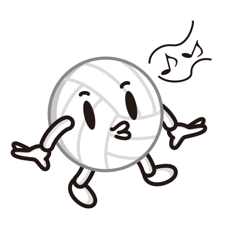 口笛を吹くバレーボールちゃんのイラスト【色あり、背景なし】透過PNG